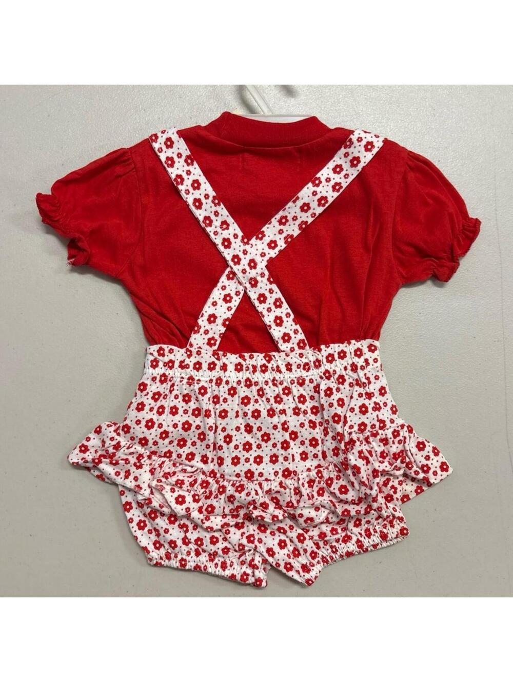 NWT French Toast Baby Girl 2-Piece Suspender Set – Red Floral – 24 Months - Picture 3 of 3